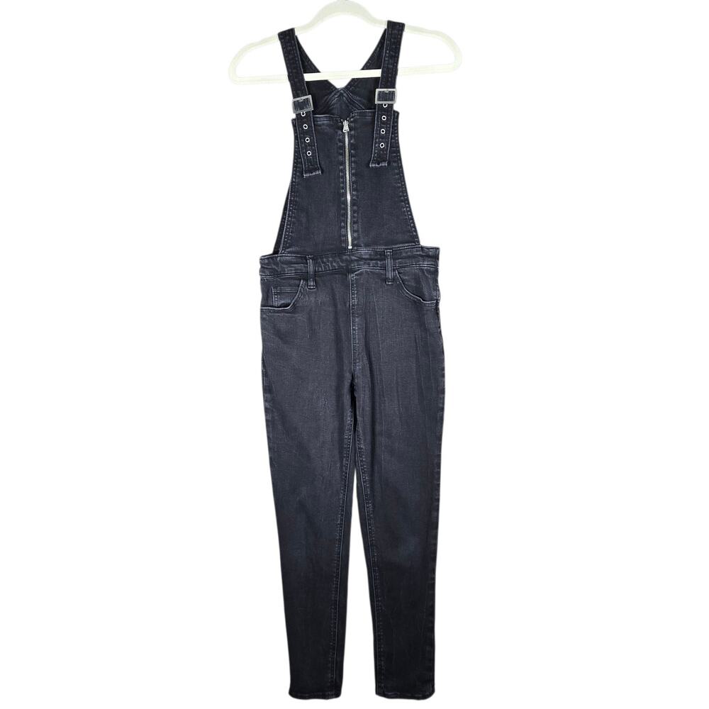 Levis Denim Overalls Womens Size 29 Black Skinny Adjustable Zip Front Buckles